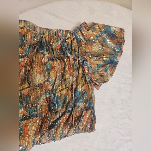 Ashley Stewart- Women's Multicolor Sequin Women's Top 18-20 Plus Size - Picture 5 of 6